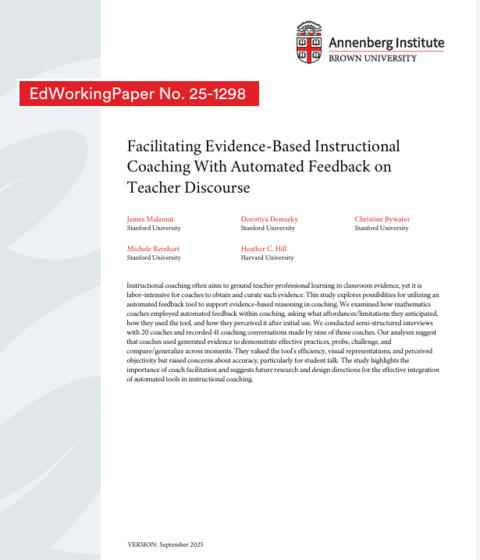 Facilitating Evidence Based Instructional Coaching With Automated Feedback on Teacher Discourse 